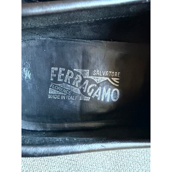 Salvatore Ferragamo Gitano Single Gancia Black Genuine Leather Loafer Men Sz 13 - Picture 11 of 12